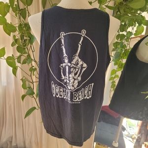 OB Ocean Beach Skeleton Graphic tank peace sign California Surf size XL
